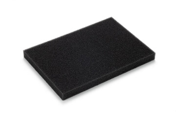 Black sponge isolated on white background. Packaging shockproof material