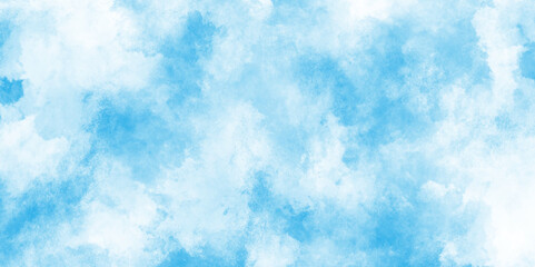 abstract painted white clouds with pastel blue sky, Brush paint blue paper textured canvas element with clouds, Soft cloud in the sky background blue tone for wallpaper, graphics design.