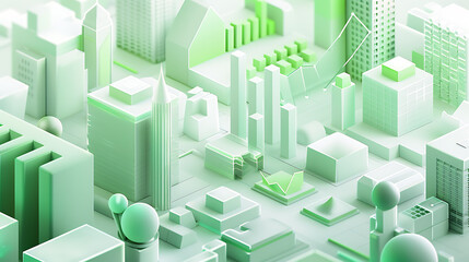 Fototapeta premium Green city, wallpaper, controlled growth and environmental protection