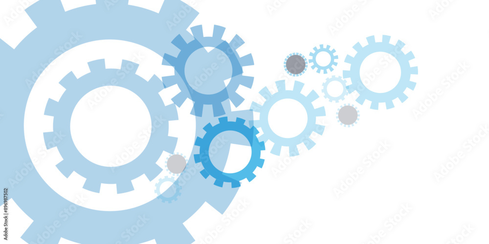 Fototapete gear wheel with electronic circuit board for mechanical engineering with dots and lines connection.