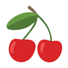 Vector cute cherry fruit is isolated on the white background