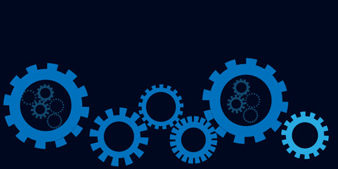 Gear wheel with electronic circuit board for mechanical engineering with dots and lines connection. Abstract technical background design.