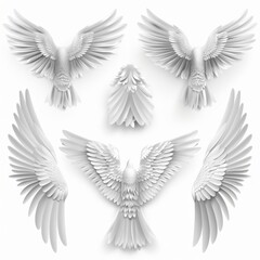 Wings icon, angel wings emblem, bird feathers silhouette, pigeon sign, spirituality symbol, elegance flight