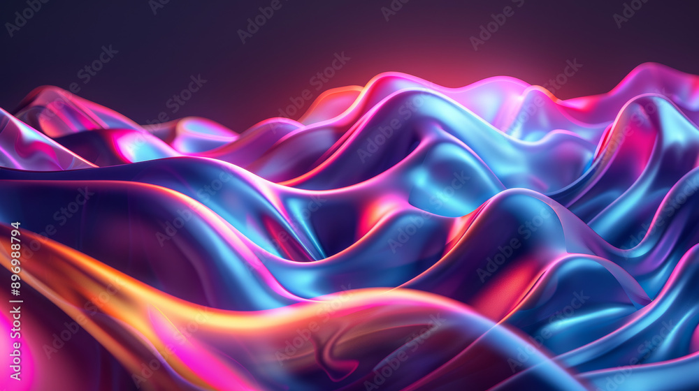 Wall mural Wavy shapes with bright neon colors