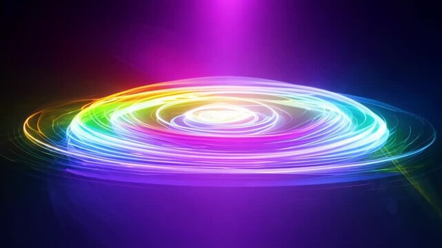A timelapse video of rainbowcolored chakra lights shifting and changing in a mesmerizing display.