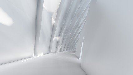 Abstract architecture background interior with curved design 3d render