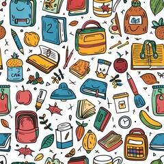 Illustration Back to School Seamless Pattern