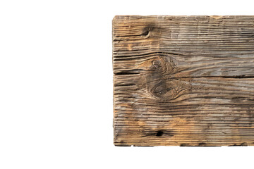 Fototapeta premium Clean beach wood board from the top isolated on a white background Generative Ai