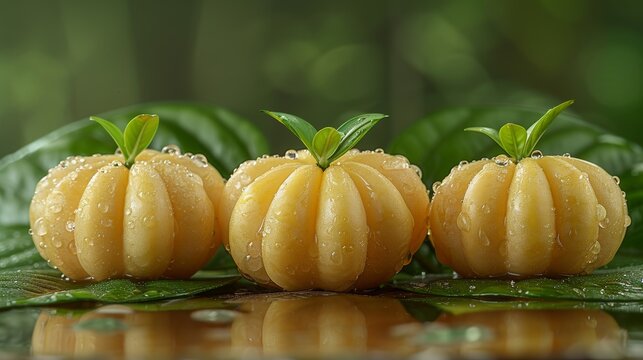 Isolated garcinia cambogia on soft background with copy space for text or design