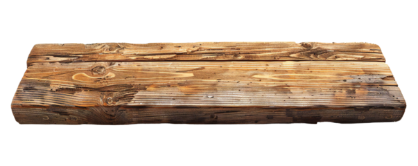 Clean beach wood board from the top isolated on a white background Generative Ai