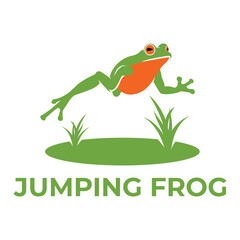 Jumping Frog Minimalist Logo Design