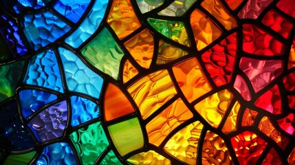 Abstract stained glass window mosaic background, Bright colors, colorful. Architectural decor