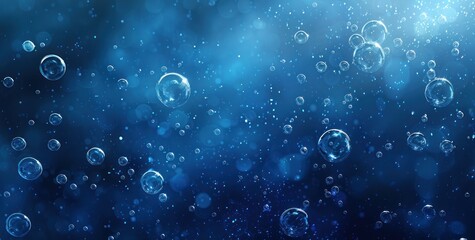 Majestic Underwater Dance: A Symphony of Air Bubbles and Blue Depths - Generative AI