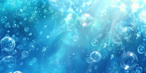 Deep Ocean Ballet: Bubbles and Light Play in Serene Blue Depths - Generative AI