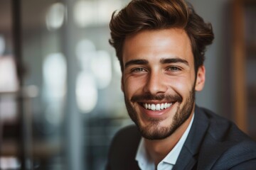 Fototapeta premium Happy professional with beard and short hair