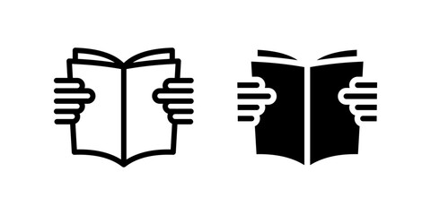 hand holding blank book icon set with copy space for your text colo editable