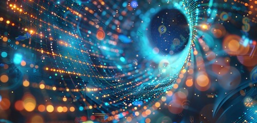 Fototapeta premium Futuristic tapestry by AI portrays the interconnected nature of HR and culture.