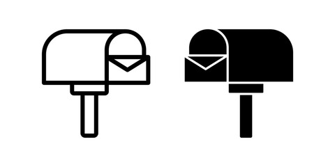 letter box icon set Mail box symbol color editable