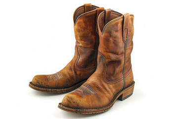 Stylish brown cowboy boot showcasing classic western design and vintage flair, perfect for fashion or outdoor photography.
