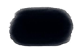 Spot of watercolor on paper is transparent black