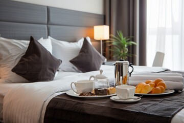 a deluxe booking includes a luxurious room setup with a breakfast arrangement, showcasing premium accommodation and complimentary morning meals for a complete stay experience.