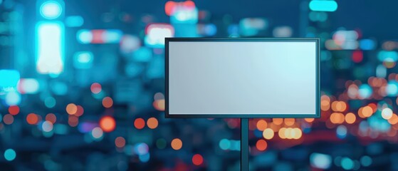 An empty advertise blank frame on a luxurious style background showcasing vibrant city lights, banner, with copy space