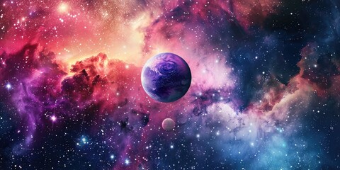 Vibrant galaxy backdrop for planets