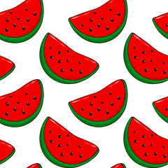 vector seamless pattern with hand drawn watermelon.
