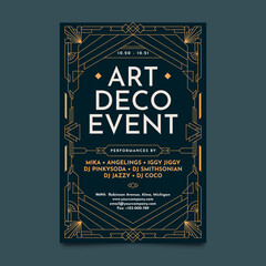 Art deco poster template set with decorative elements
