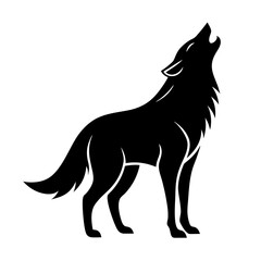 Wolf Howling Vector Silhouette on white background 