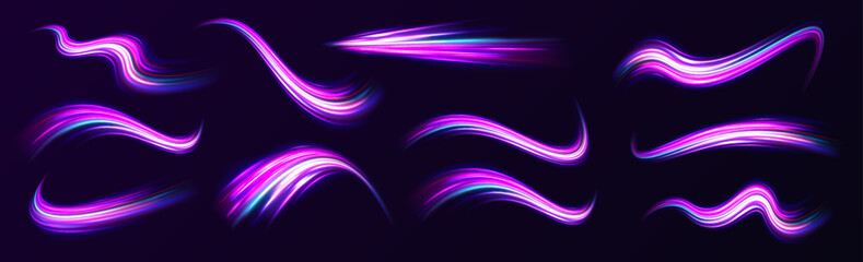 Speed connection vector background. Vector glitter light fire flare trace. Speed of light in galaxy. Neon light, electric light, light effect.	