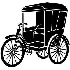 Rickshaw vector  silhouette on white background