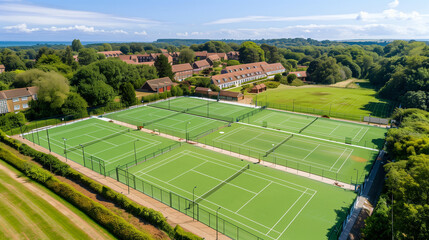 Aerial views of hardcourt outdoors sports surfaces