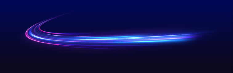 Particle motion light effect. Abstract fire flare trace lens flares. Speed connection vector background. Light and stripes moving fast over dark background.	