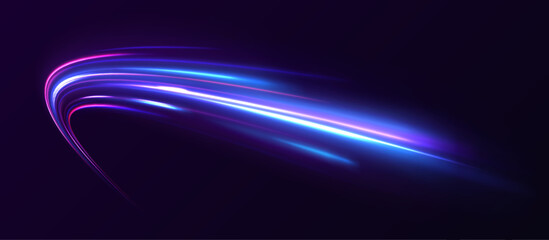 Long exposure of motorways as speed. Illustration of high speed concept. Image of speed motion on the road. 