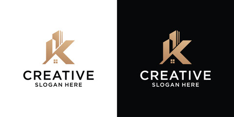 Creative building real estate with letter K logo design template abstract