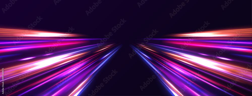 Poster sport car is made of polygons, lines and connected dots. light trail wave, fire path trace line, car