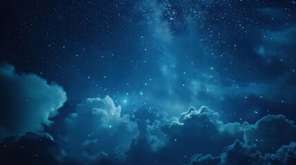Starry Night Sky with Clouds