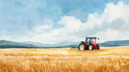 Fototapeta premium Conservation farming, dry conditions, bountiful harvest, watercolor style