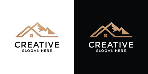 Creative real estate with mountain logo design template abstract