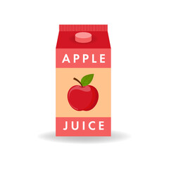 Apple Juice box flat icon. Simple vector illustration of juice packaging