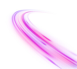 Abstract neon light rays background. A colorful motion background of city light trails. Futuristic technology dynamic motion neon line on white transparent background PNG. 