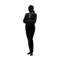 Silhouette of young black woman. Full body photo PNG with transparent background precisely cut out with clipping path.