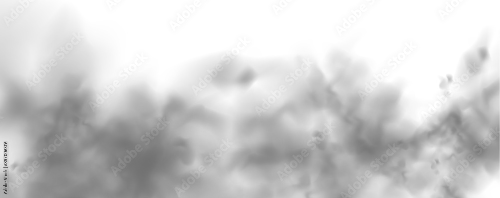 Wall mural grey smoke puff, white background and studio with no people with fog in the air. for used on light b
