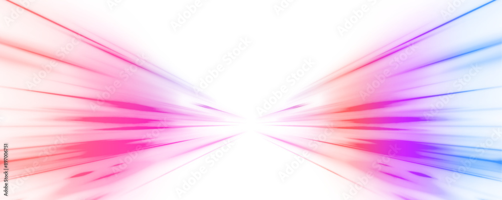 Poster Speed connection vector background. Vector png swirl trail effect.  Image of speed motion on the road. Abstract background png in blue and purple neon glow colors.	
