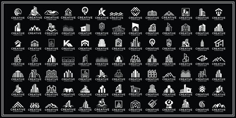 Set of building real estate logo design template abstract