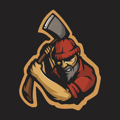 e sport logo lumberjack and his ax