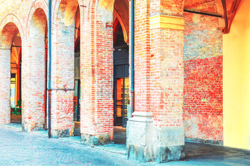 Brick building has a lot of arches and is very old