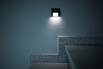 Illumination of steps with lamps with motion sensors.  Illumination of the corridor with small...