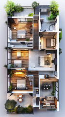 World Architecture Day, architect. A three-dimensional model of a building, an apartment building. the project of the building. the layout of the house